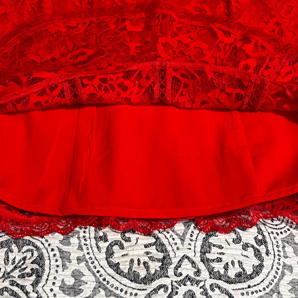 Lovers + Friends Red Lace Ruffle Strapless Mini Dress XXS NWT - Picture 9 of 14